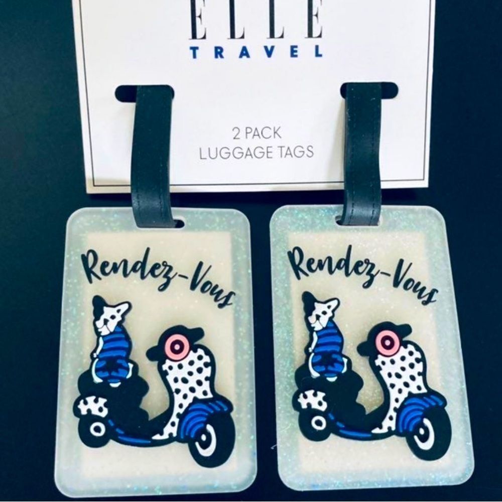 Frenchie Dog Scooter Paris French Luggage Travel ID Tags Set
